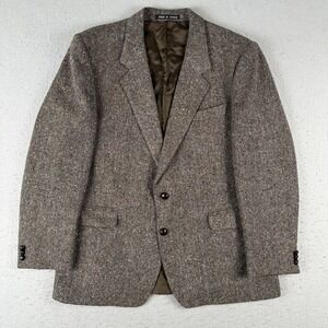 John Molloy Blazer Men's 40 Long‎ Brown Donegal Tweed Wool Jacket 2 Button